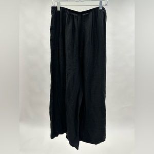 Elise Fischer black linen wide leg trouser capris